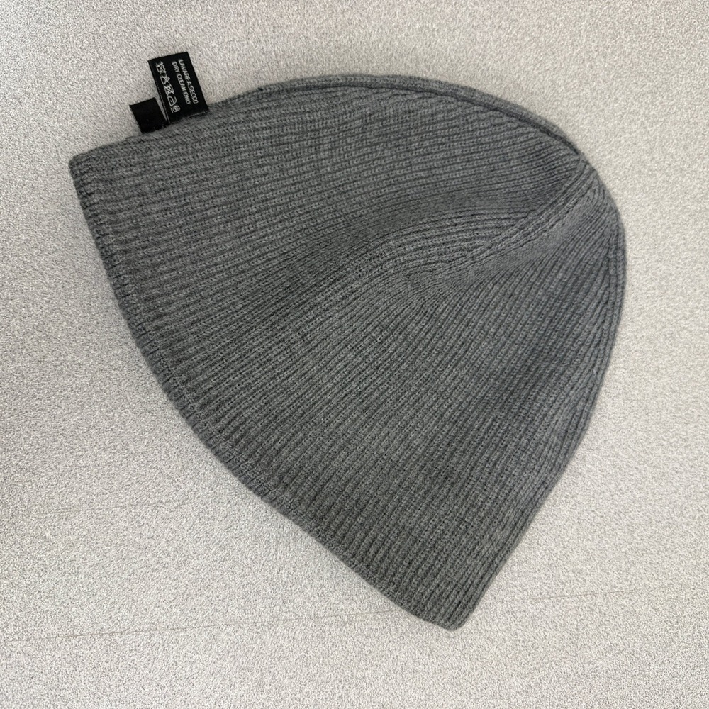 Gucci Hat Unisex XL Grey Web Stripe Wool Silk Ribbed Knit Beanie Made in Italy - Picture 3 of 6